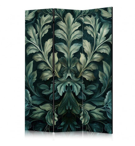 Paravent - Dark Green Victorian Leaves - Botanical Carved Composition