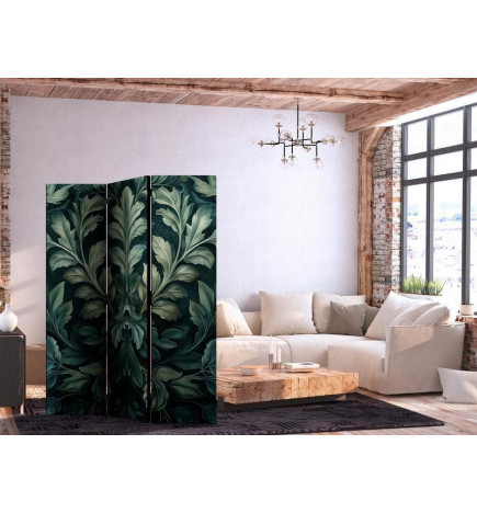 Biombo - Dark Green Victorian Leaves - Botanical Carved Composition