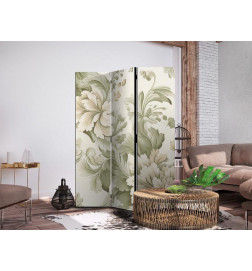Room Divider - Retro Vintage Flowers in Soft Cream and Green Colors