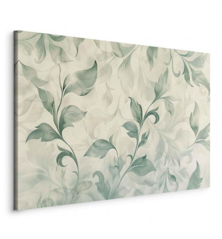 Slika - Watercolor Botanical Motif Delicate Green-Beige Leaves