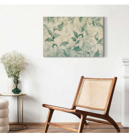 Tableau - Watercolor Botanical Motif Delicate Green-Beige Leaves