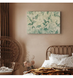 Tableau - Watercolor Botanical Motif Delicate Green-Beige Leaves