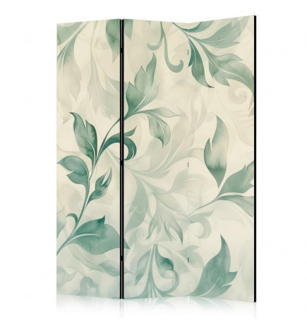Room Divider - Watercolor Botanical Motif - Delicate Green and Beige Leaves