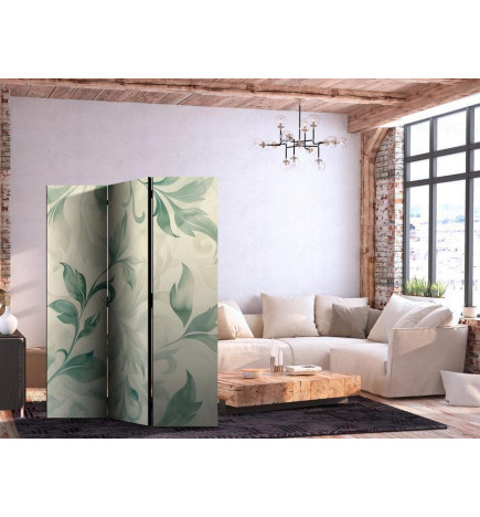 Vouwscherm - Watercolor Botanical Motif - Delicate Green and Beige Leaves