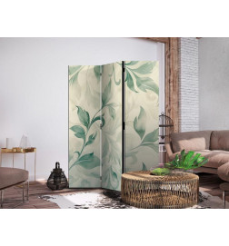 Vouwscherm - Watercolor Botanical Motif - Delicate Green and Beige Leaves