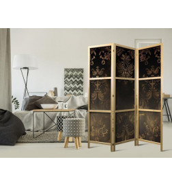 Japans kamerscherm - Floral Ornaments Carved in Delicate Sepia and Brown Shades