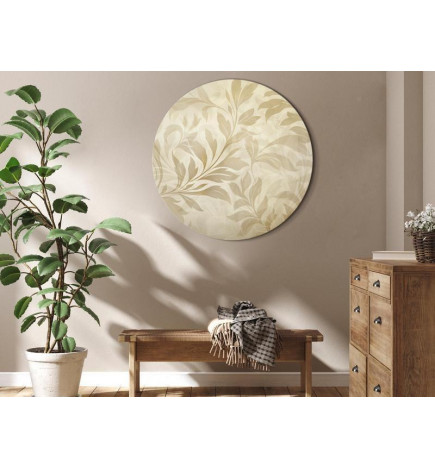 Quadro rotondo - Botanical Motif with Leaves and Vines in Sand Colors