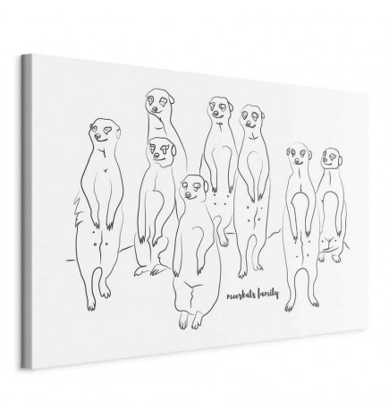 Schilderij - Animal Patrol (1-part) - Meerkats on Black and White Background