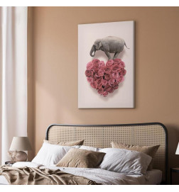 Canvas Print - Elephant Lover (1-part) - Elephant Amid Pink Flowers