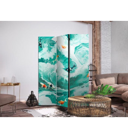 Paravan - Koi Fish Among Waves - Japanese Fish Among Waves in Shades of Turquoise And White