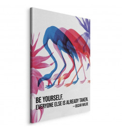 Tablou - Colorful Flamingos - Inspirational Quote with Colorful Bird Silhouettes