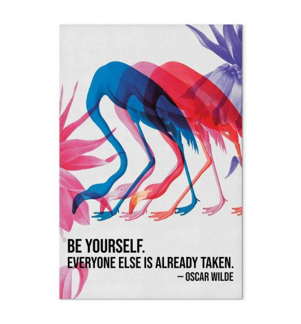 Cuadro - Colorful Flamingos - Inspirational Quote with Colorful Bird Silhouettes