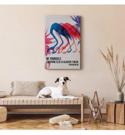 Canvas Print - Colorful Flamingos - Inspirational Quote with Colorful Bird Silhouettes