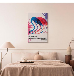 Leinwandbild - Colorful Flamingos - Inspirational Quote with Colorful Bird Silhouettes