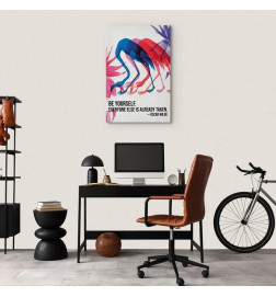 Tableau - Colorful Flamingos - Inspirational Quote with Colorful Bird Silhouettes