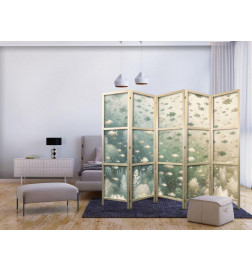 Japans kamerscherm - Fish and Diverse Vegetation - Grouping of Fish in Pastel Subdued Colors Among Oceanic Vegetation