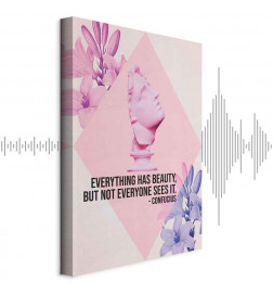 Seinapilt - Beauty in the Eyes - Inspirational Quote with Pink Bust and Flowers