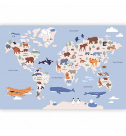 Fototapet - World Map With Animal Illustrations