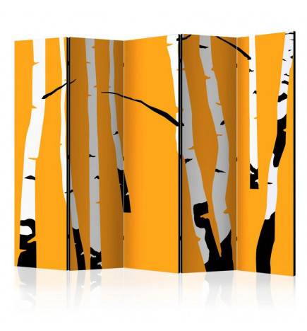Biombo - Birches on the orange background II [Room Dividers]
