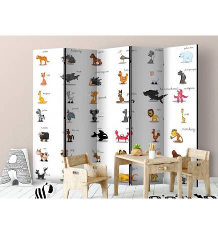 Paravent 5 volets - Learning by playing (animals) II [Room Dividers]
