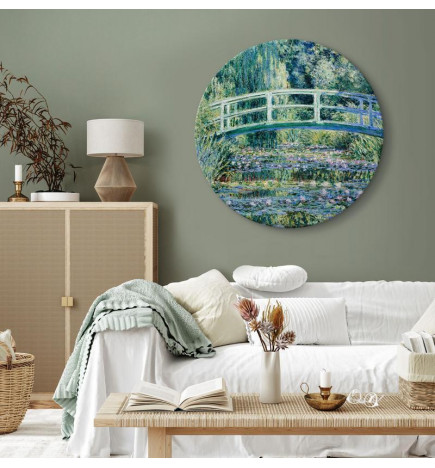 Apvalus paveikslas ant drobės - Claude Monet – Footbridge in Giverny