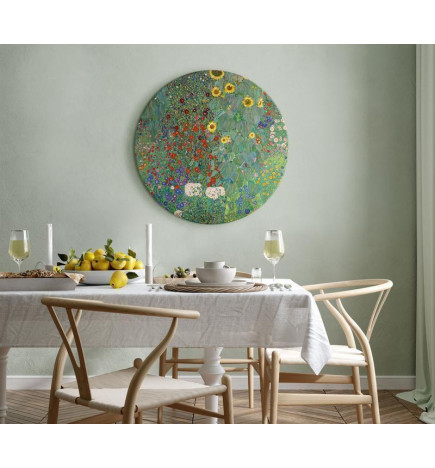 Round Canvas Print - Gustav Klimt – Farm garden with sunflowers