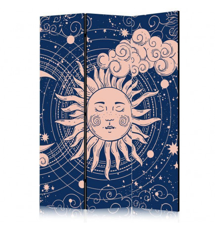 Biombo - Cosmic Harmony - Illustration of the Sun and Moon on a Navy Background