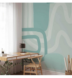 Mural de parede - Geometric forms and patterns - abstract background with turquoise patterns