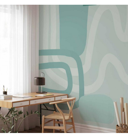 Fototapetti - Geometric forms and patterns - abstract background with turquoise patterns