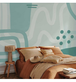Mural de parede - Geometric forms and patterns - abstract background with turquoise patterns