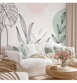 Wall Mural - Leaves in Pastels