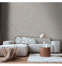 Foto tapete - Geometric Pattern Shades of Gold and Marble Stone