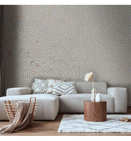 Carta da parati - Geometric Pattern Shades of Gold and Marble Stone