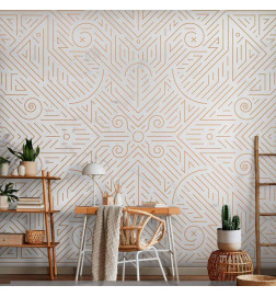 Wall Mural - Geometric Pattern Shades of Gold and Marble Stone