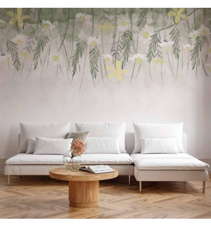Mural de parede - Home herbarium - subtle floral motif with flowers in watercolour style