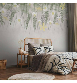 Foto tapete - Home herbarium - subtle floral motif with flowers in watercolour style