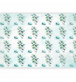 Fototapeta - Mint nature - uniform pattern in floral motif with green leaves
