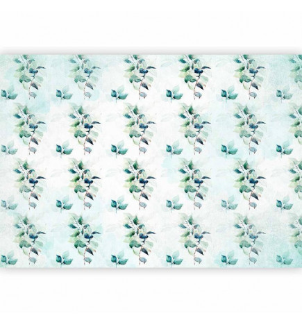 Fotomural - Mint nature - uniform pattern in floral motif with green leaves