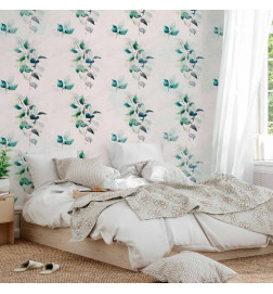 Fototapete - Mint green nature - solid floral pattern with green leaves