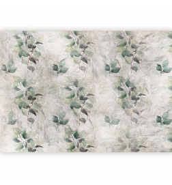 Fototapetti - Statue of nature - plant motif with green leaves with grey patterns