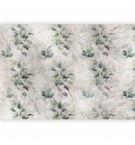 Fototapetas - Statue of nature - plant motif with green leaves with grey patterns