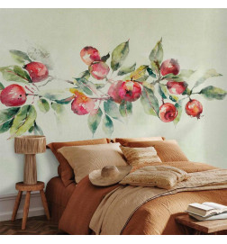 Fototapeta - Apple branch - delicate landscape with a plant and apples on a white background