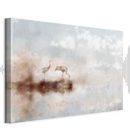 Canvas Print - Cranes in the Morning (1 Part) Wide
