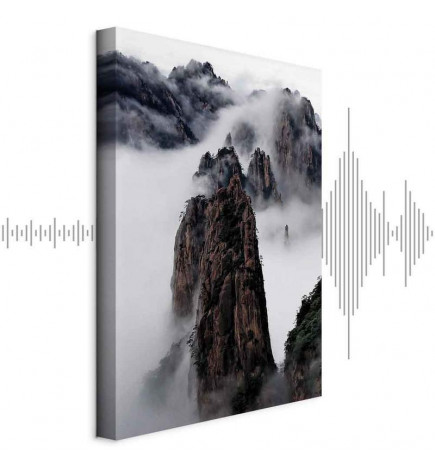 Paveikslas - High Mountains in Mist (1-part) - Landscape of Clouds Amid Rocks