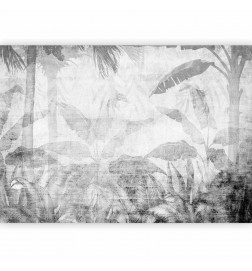Fototapete - Vanishing jungle - landscape of exotic trees and leaves in grey tones