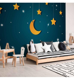 Foto tapete - Skyline - turquoise night sky landscape with stars for children