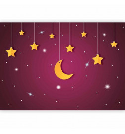 Fototapete - Skyline - violet night sky landscape with stars for children