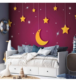 Carta da parati - Skyline - violet night sky landscape with stars for children