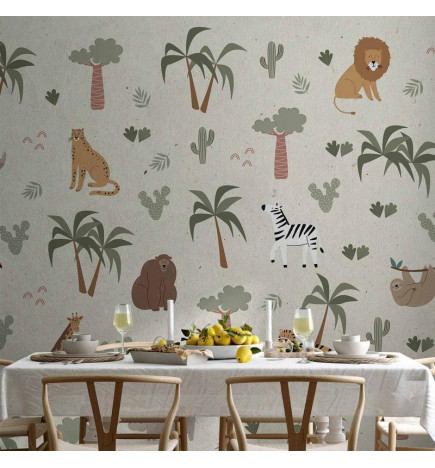 Fotomural - African Composition - Animals for the Childrens Room on a Paper Background