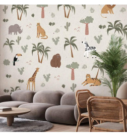 Fototapete - African Composition - Animals for the Childrens Room on a Paper Background